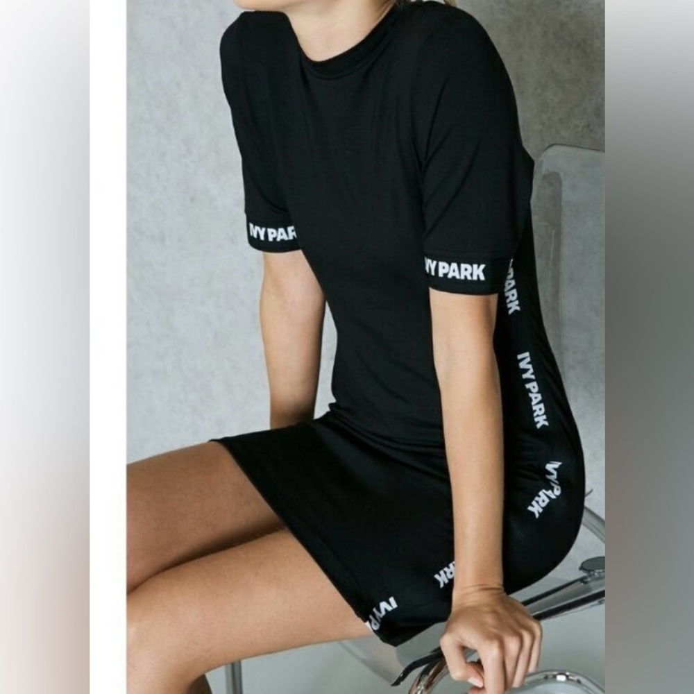 IVY PARK Black Logo Bodycon Casual Dress
